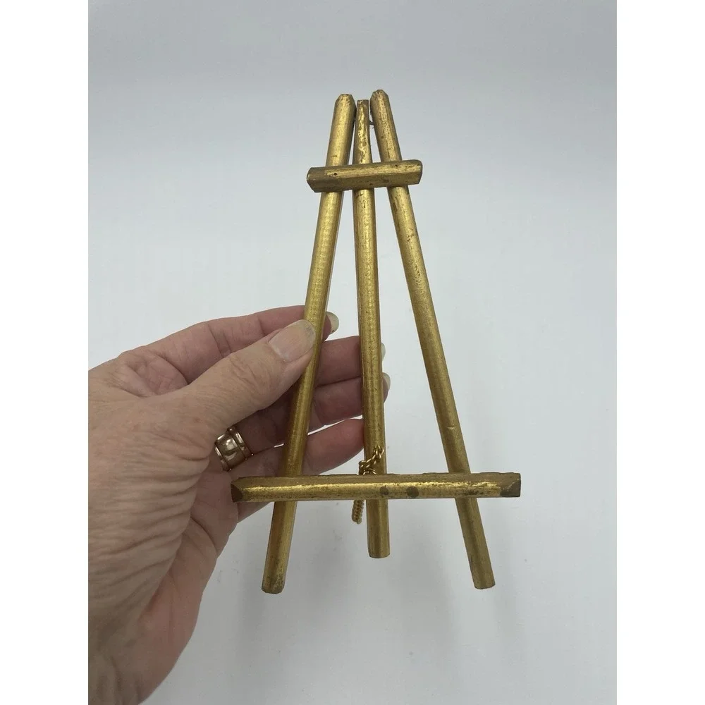 Vintage Wooden Wood‎ Gold Gilt Easel Display Stand 7